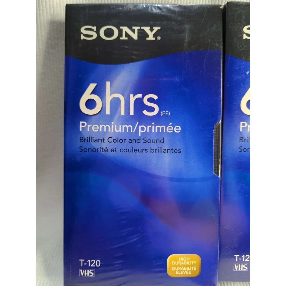 2 New Sony T-120‎ VHS 6hr Premium Cassettes